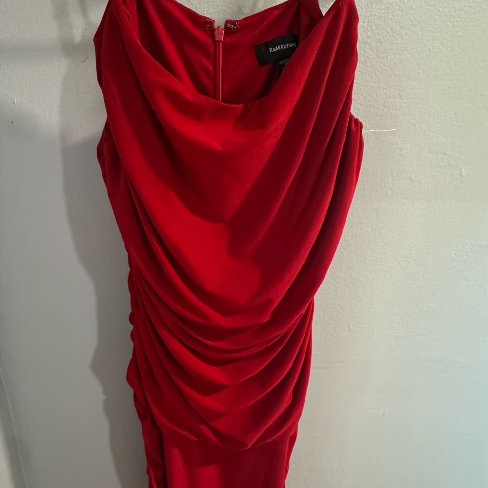 Elegant Red Draped Dress